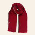 Floral Stripe Embroidered Shawl Red
