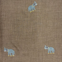 Elephant Embroidered Shawl Natural