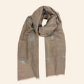 Elephant Embroidered Shawl Natural