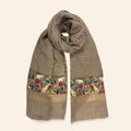 Animal Forest Embroidered Shawl Natural