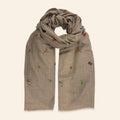 Insect Embroidered Shawl Natural