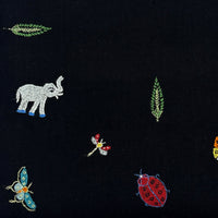 Insect and Animal Embroidered Shawl Black