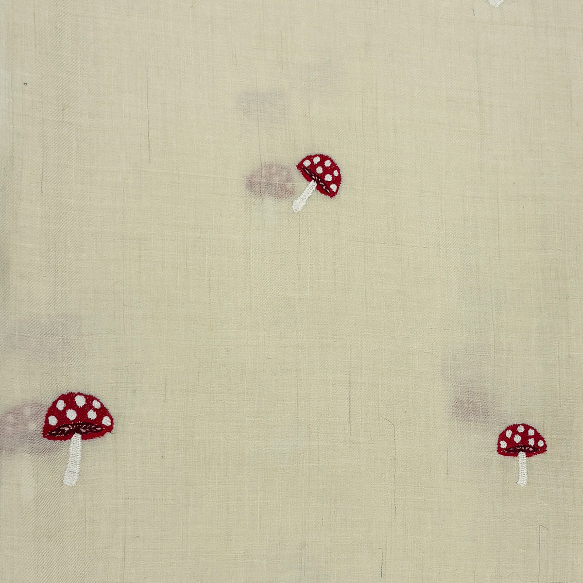 Mushroom Embroidered Shawl Ivory