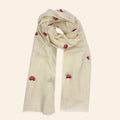 Mushroom Embroidered Shawl Ivory