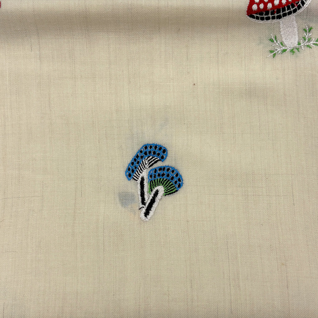 Mushroom Forest Embroidered Shawl Ivory