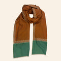 Floral Stripe Embroidered Shawl Sienna and Green