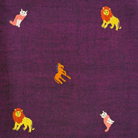 All Over Animal Embroidered Shawl Purple