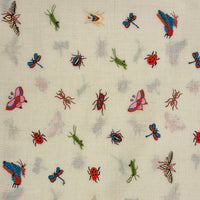 Insect Embroidered Shawl Cream