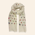 Insect Embroidered Shawl Cream