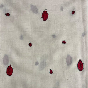 Ladybug Embroidered Shawl Ivory