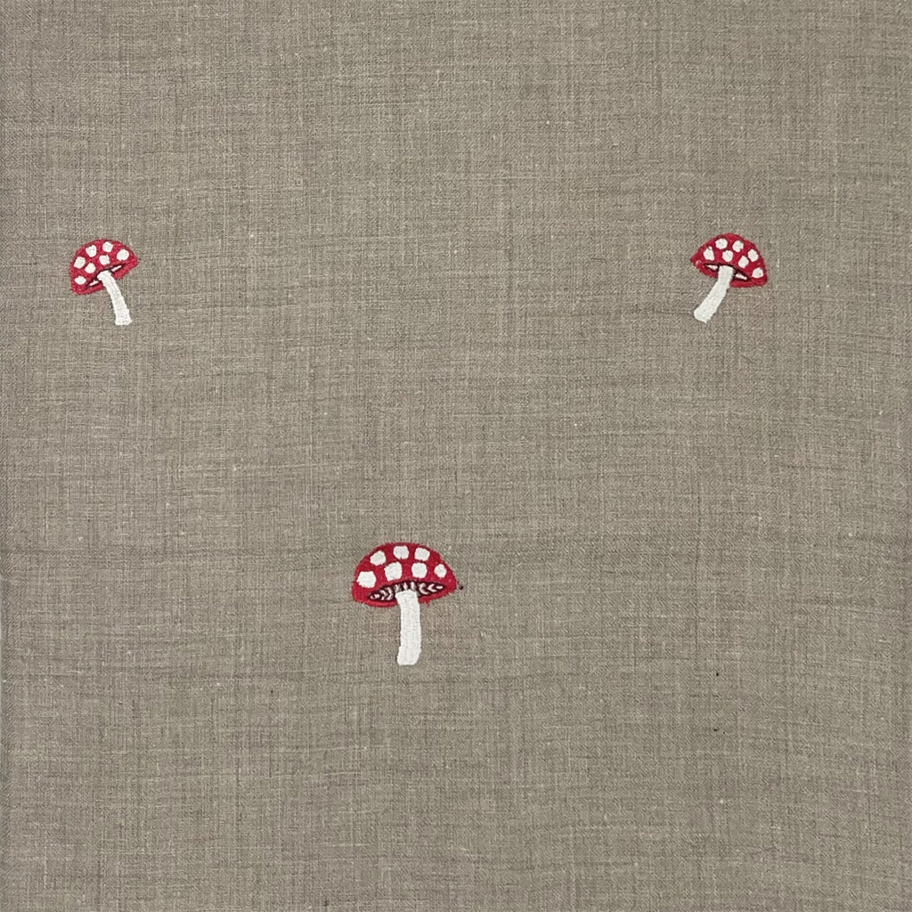 Mushroom Embroidered Shawl Natural