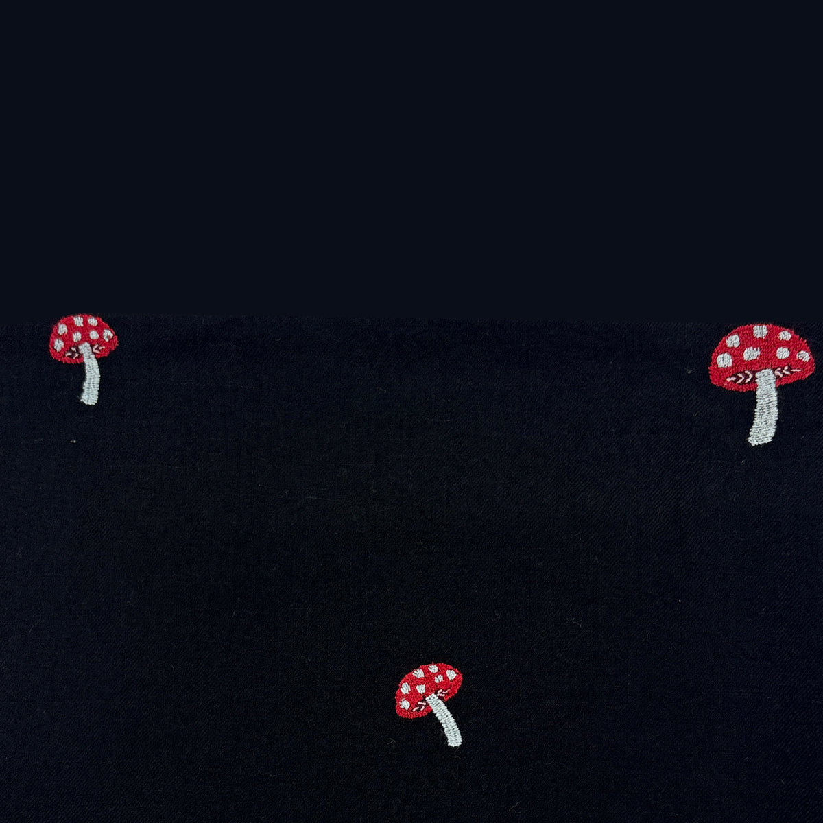 Mushroom Embroidered Shawl Black
