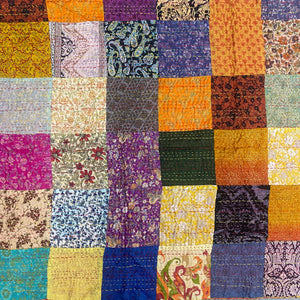Multicoloured Silk Kantha Throw Small I