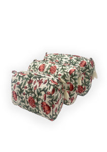 Floral Washbag White with Pink