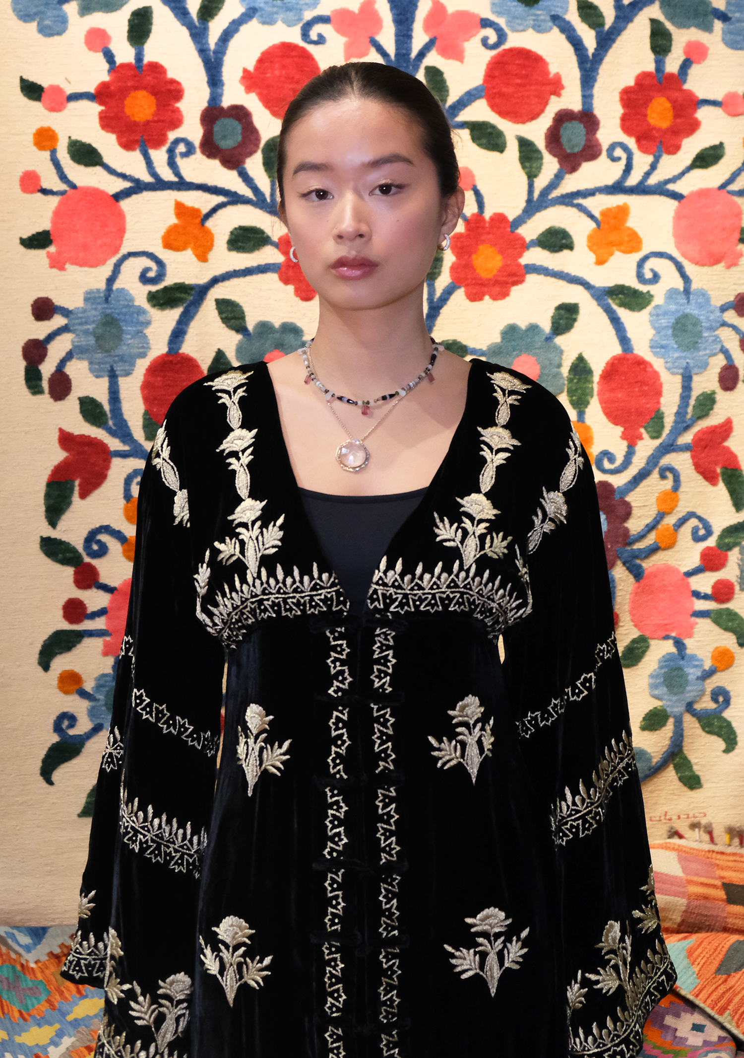 Abaya Robe Black with Gold Embroidery