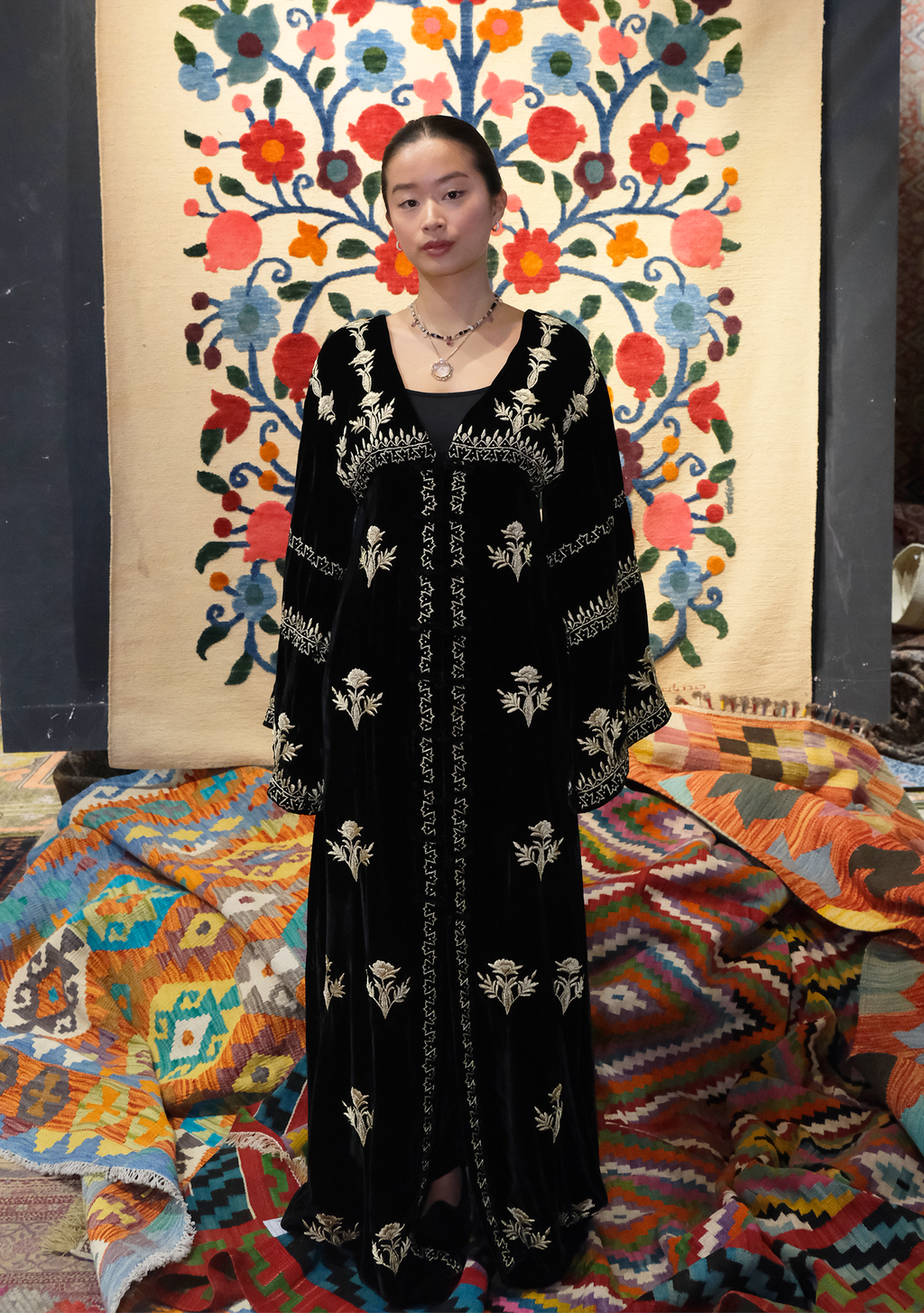 Abaya Robe Black with Gold Embroidery