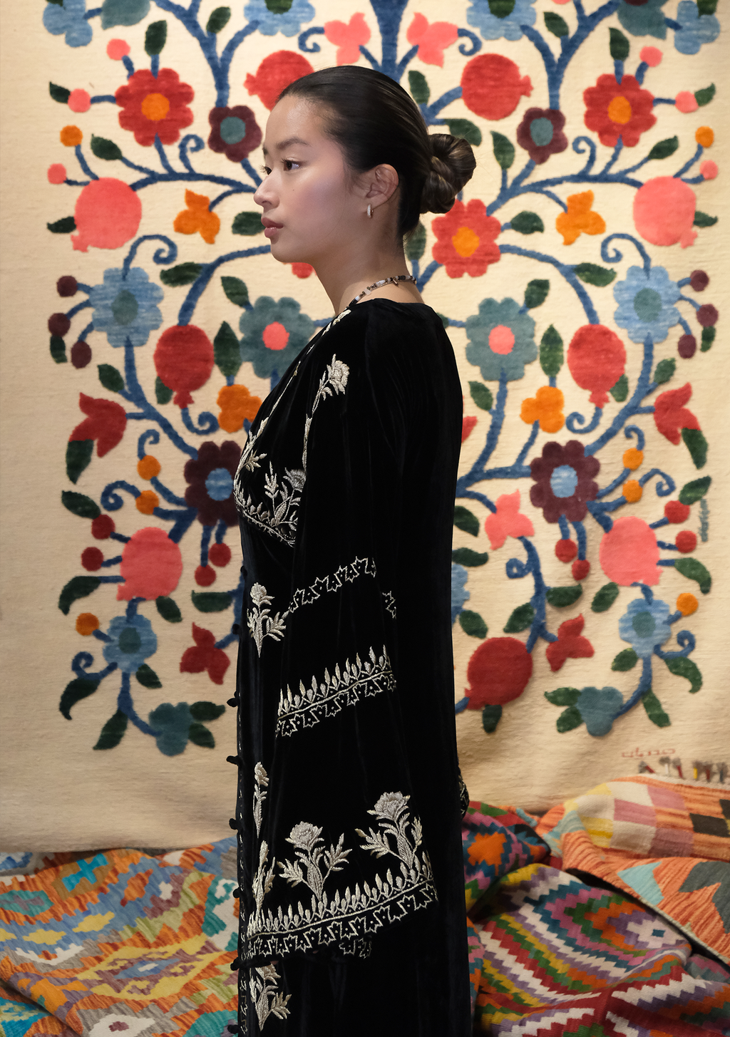 Abaya Robe Black with Gold Embroidery