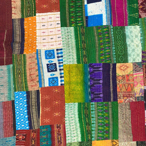Multicoloured Silk Kantha Throw Large III