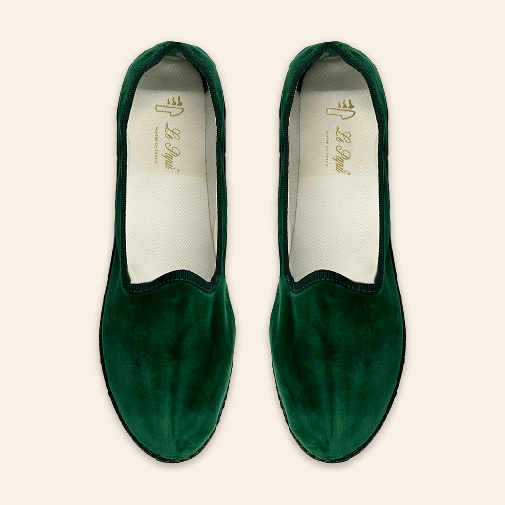 Velvet Venetian Slippers Green