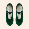 Kids Velvet Venetian Mary Jane Shoes Green