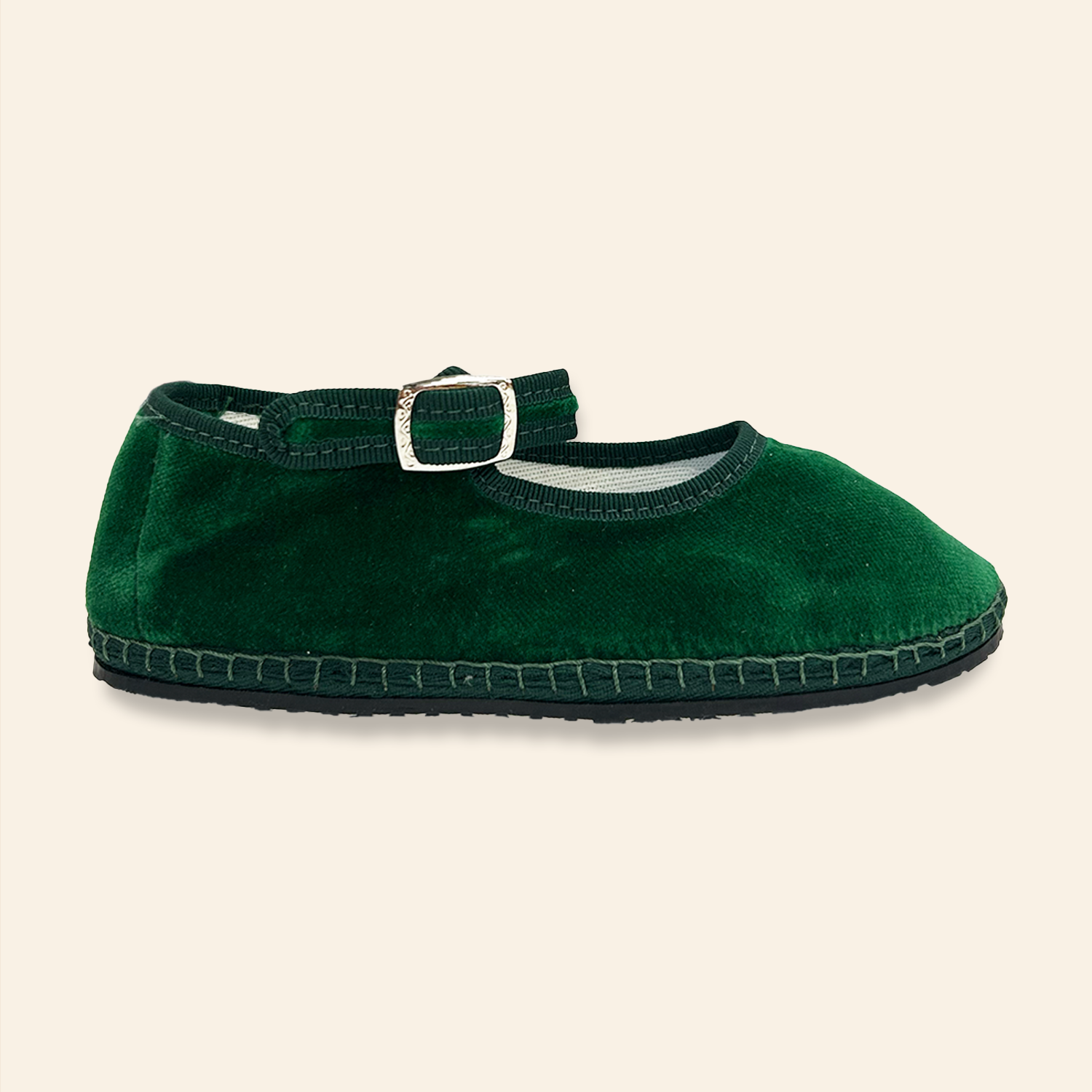 Kids Velvet Venetian Mary Jane Shoes Green