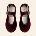 Kids Velvet Venetian Mary Jane Shoes Burgundy