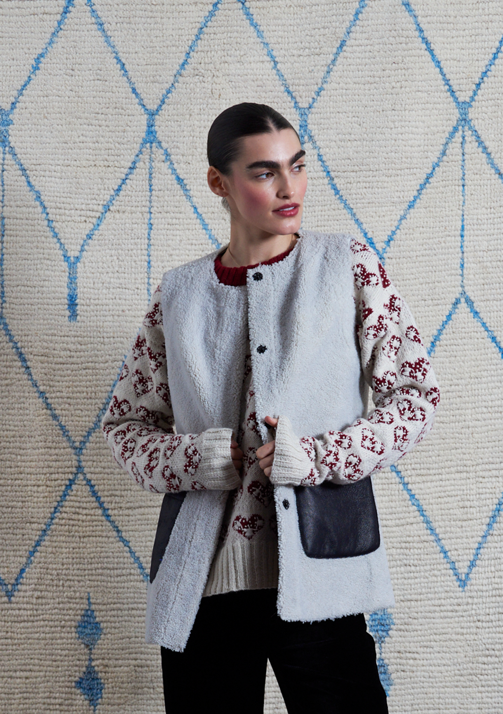 Vanina Gilet Black with White