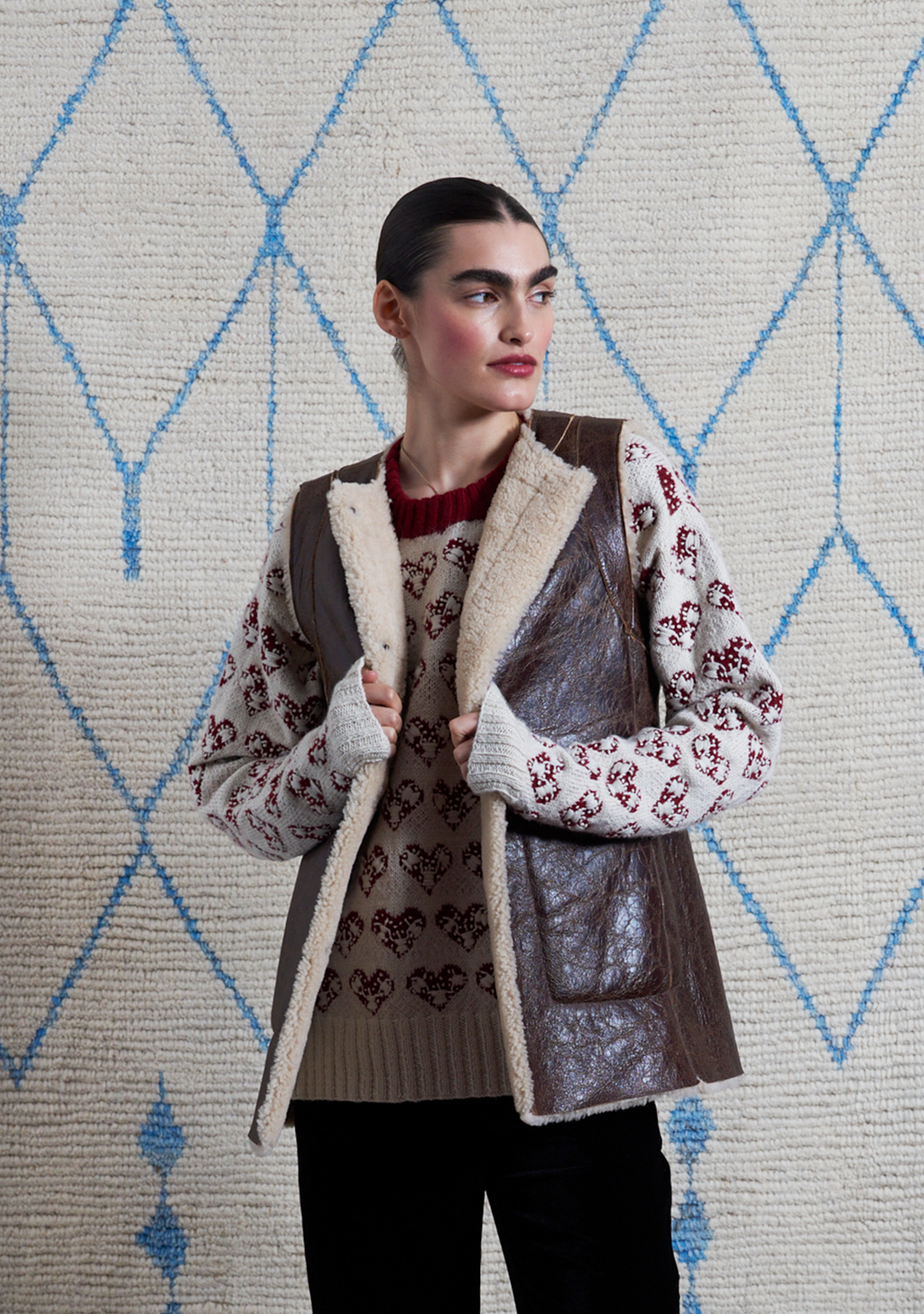 Vanina Gilet Camel with Ecru