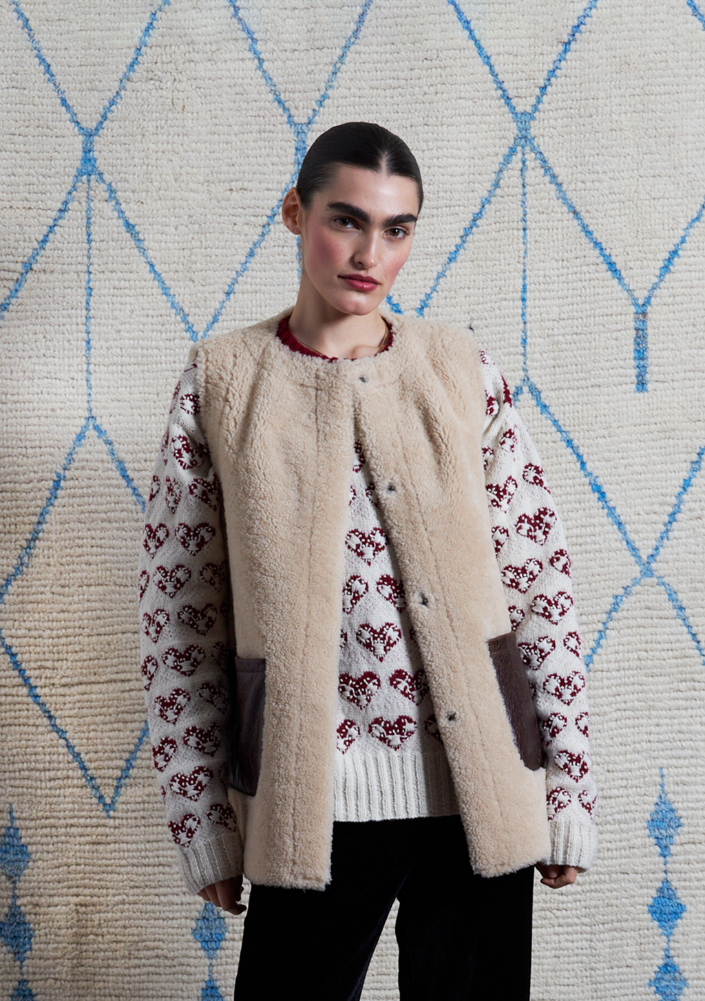 Vanina Gilet Camel with Ecru
