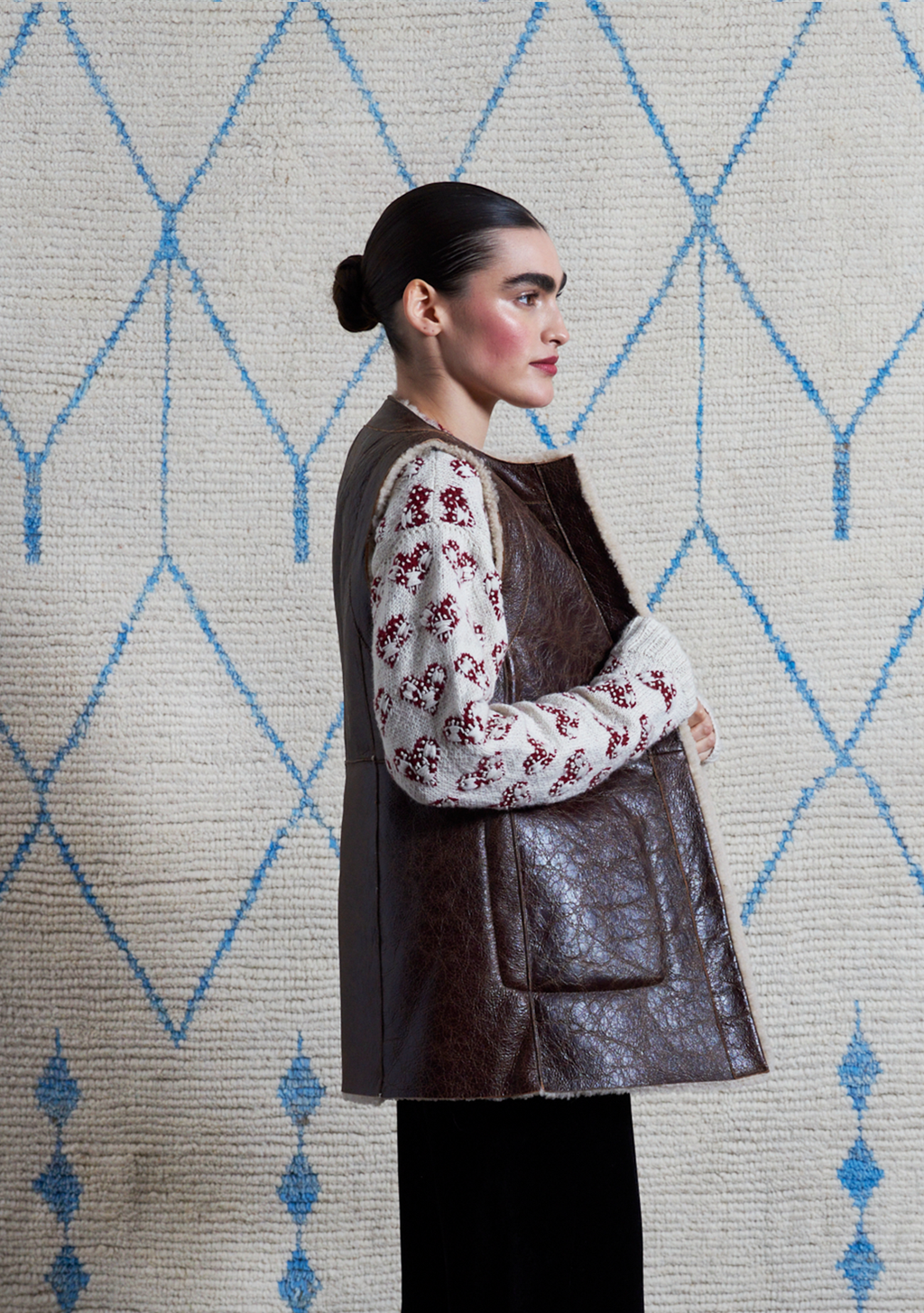 Vanina Gilet Camel with Ecru