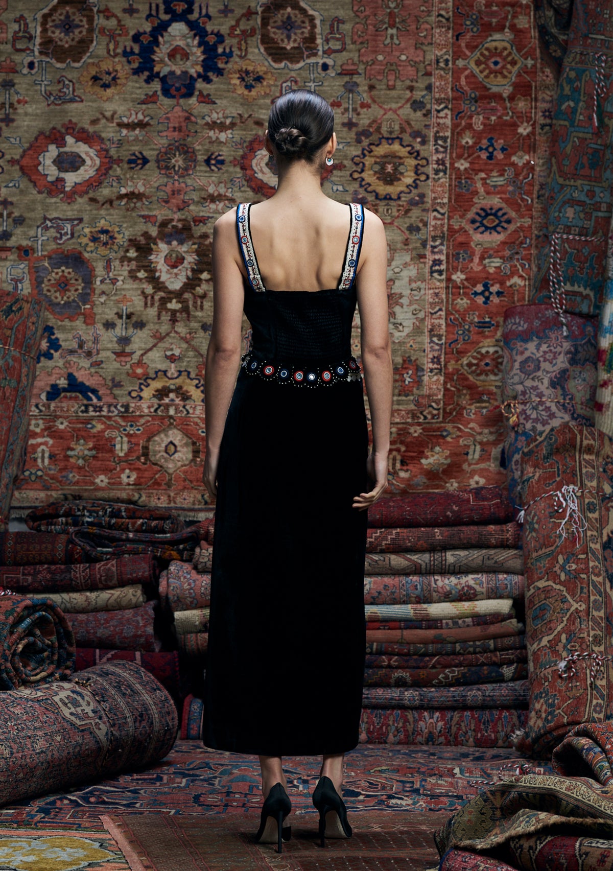 Ranya Skirt Black with Mirror Work Embroidery