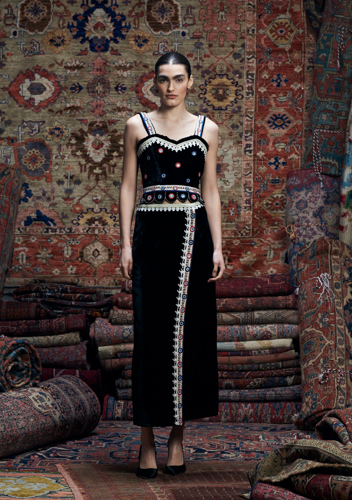 Ranya Skirt Black with Mirror Work Embroidery