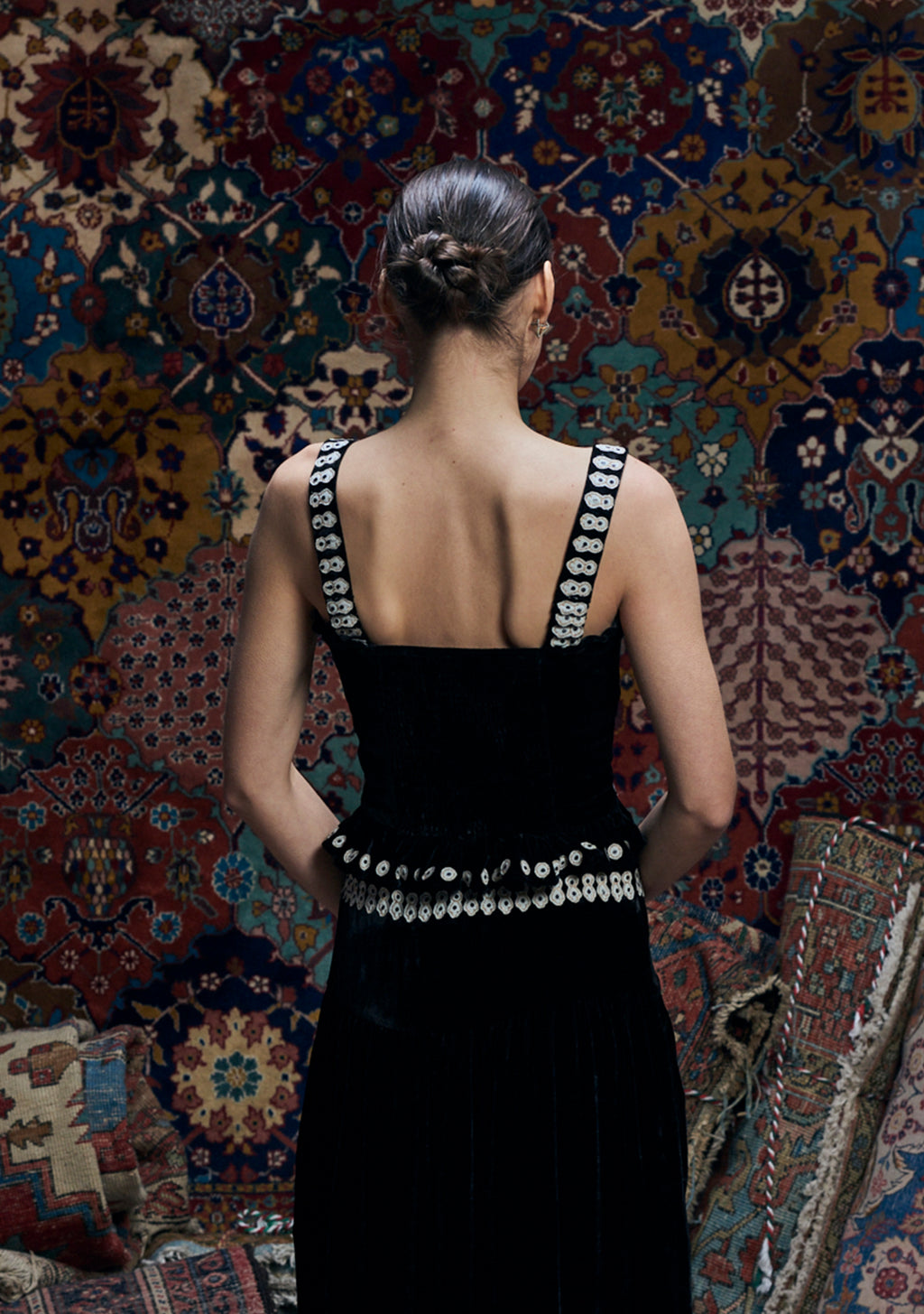 Alexandra Top Black with Appliqué