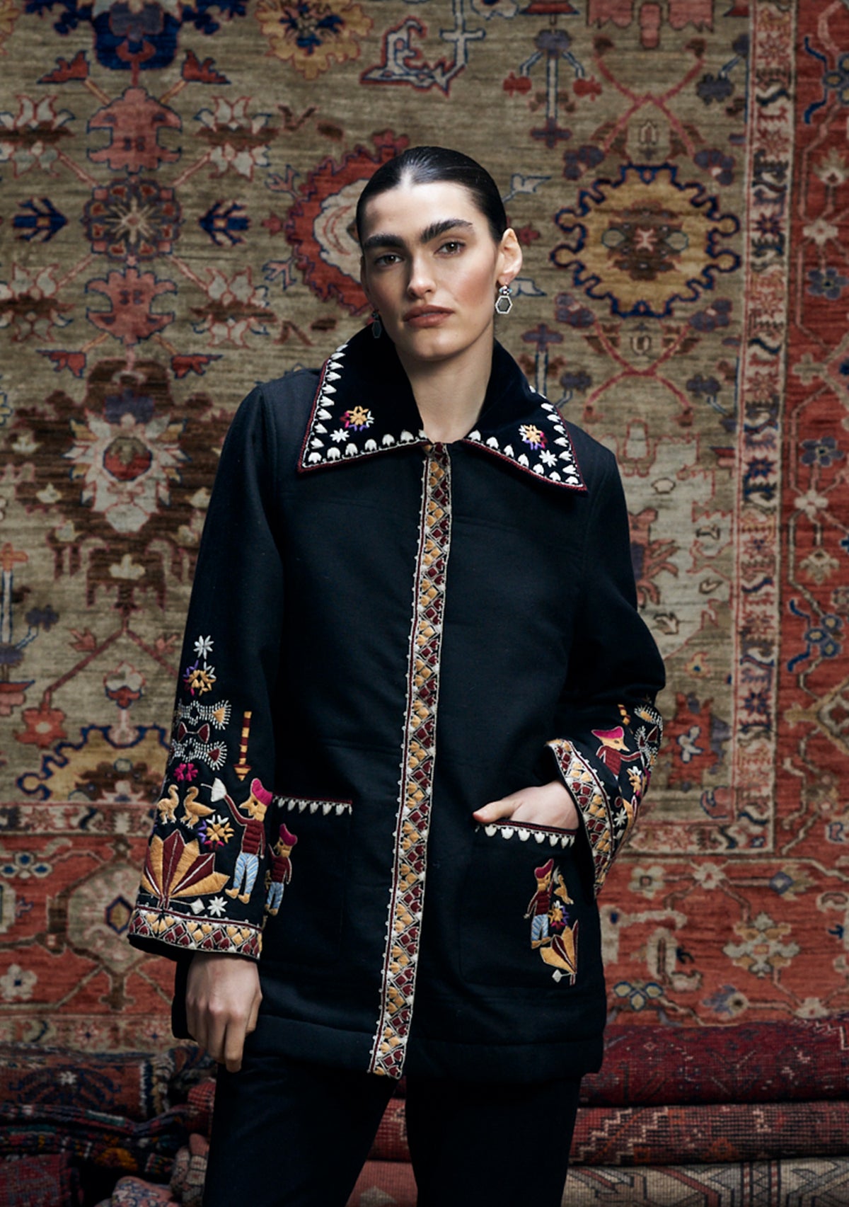 Carolina Jacket Black with Kinfolk Embroidery