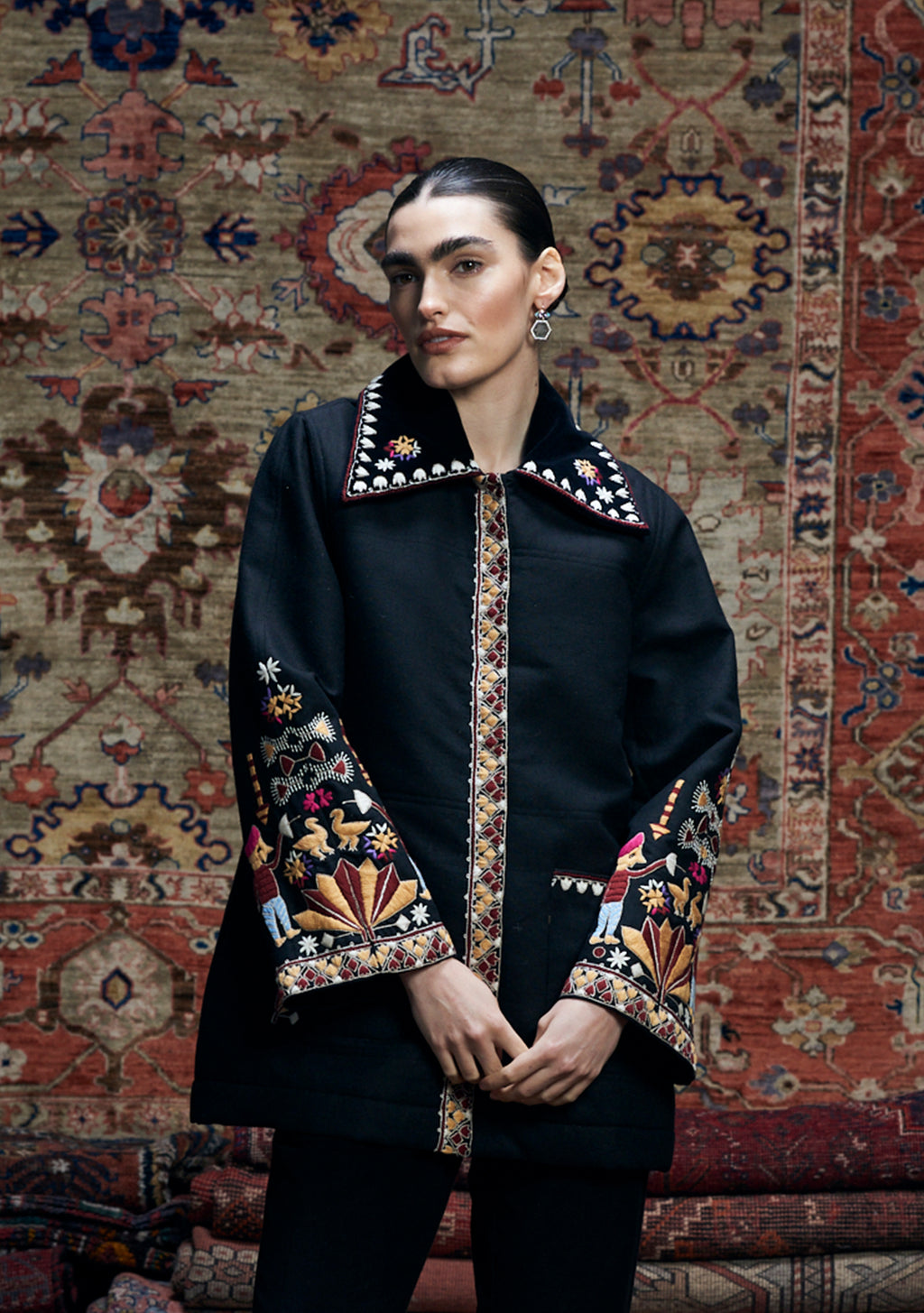 Carolina Jacket Black with Kinfolk Embroidery