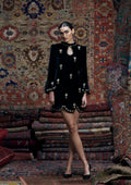 Olympia Dress Black with Gold Embroidery