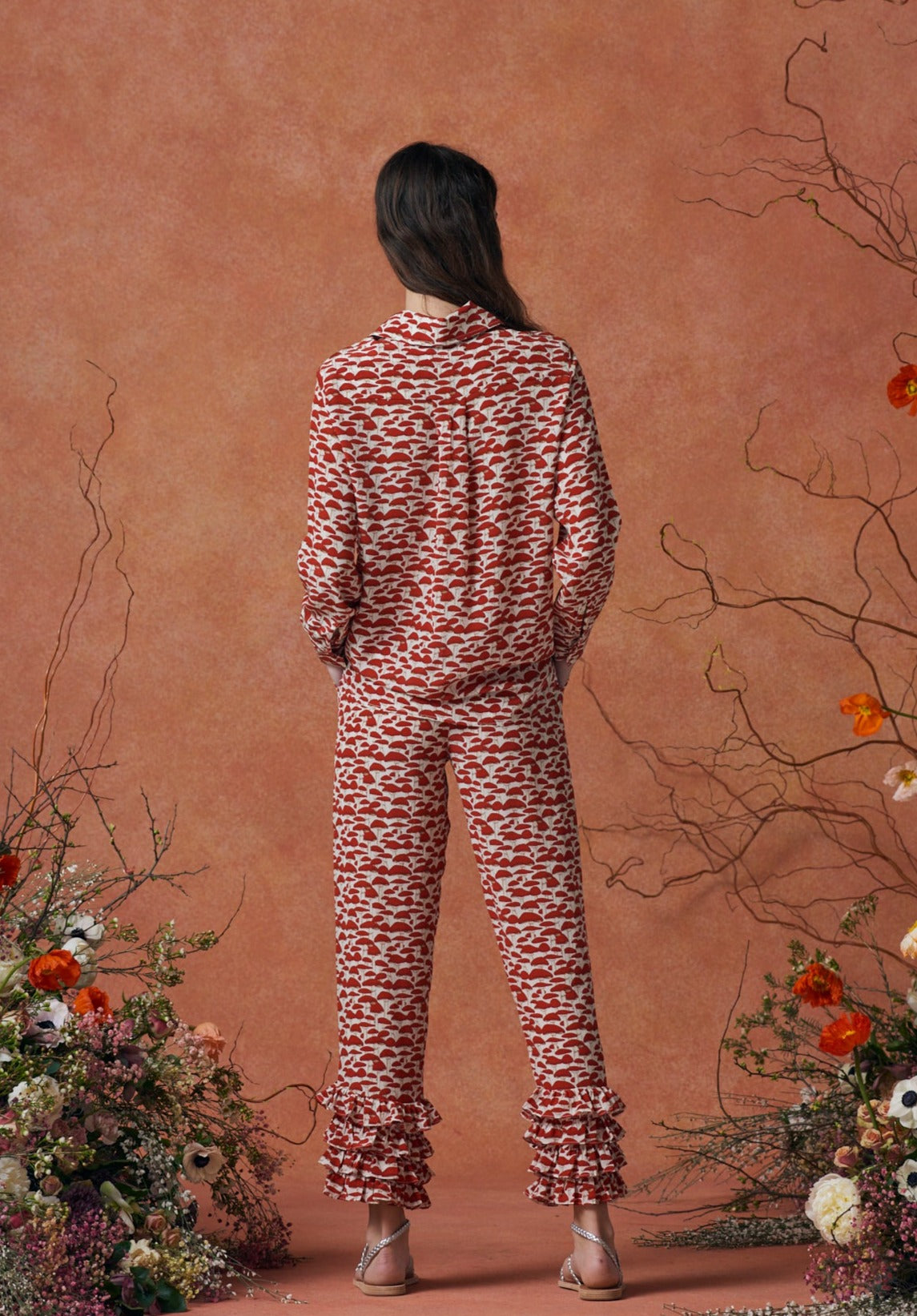 Talitha Pants Silk Red Mushroom
