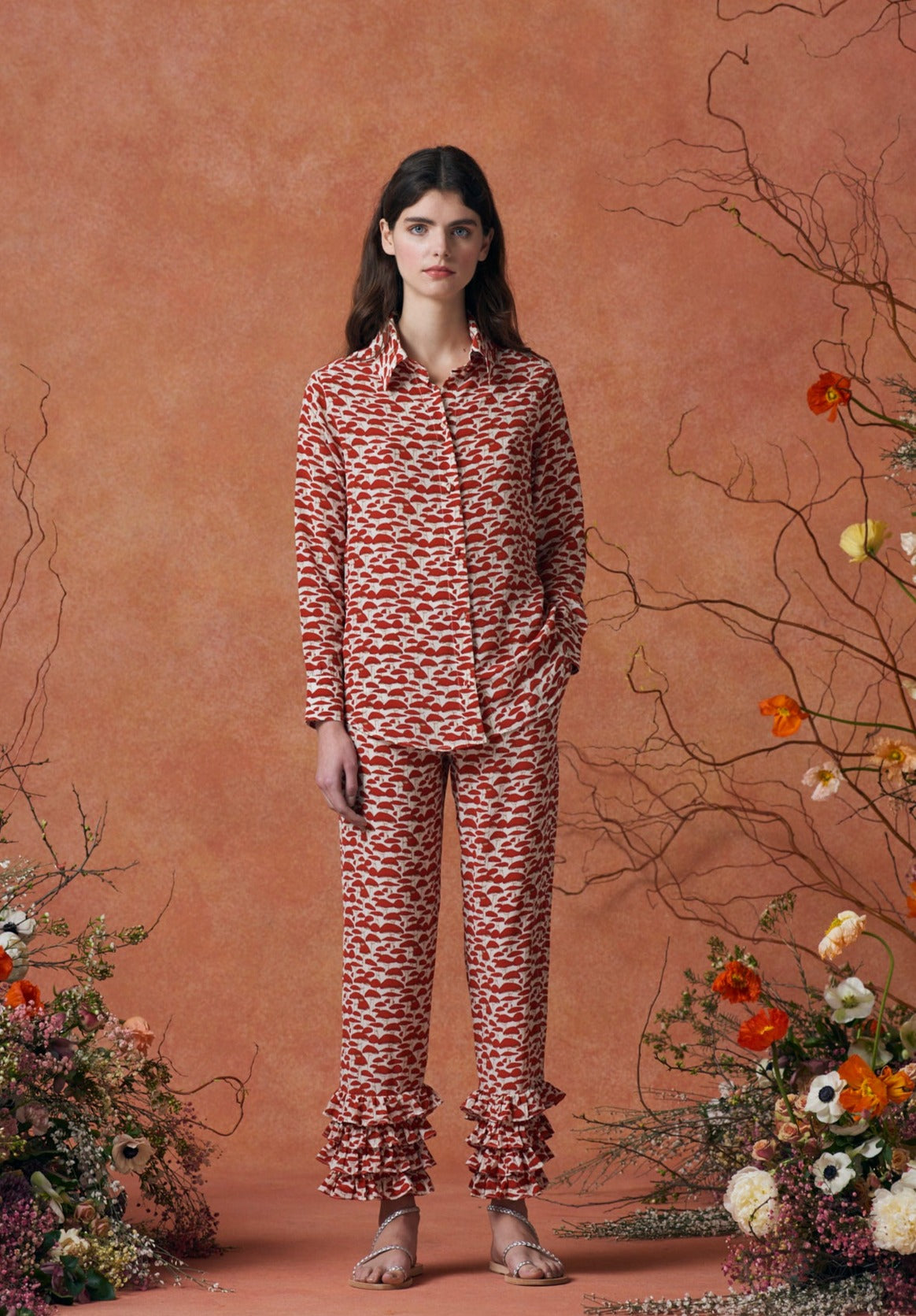 Talitha Pants Silk Red Mushroom