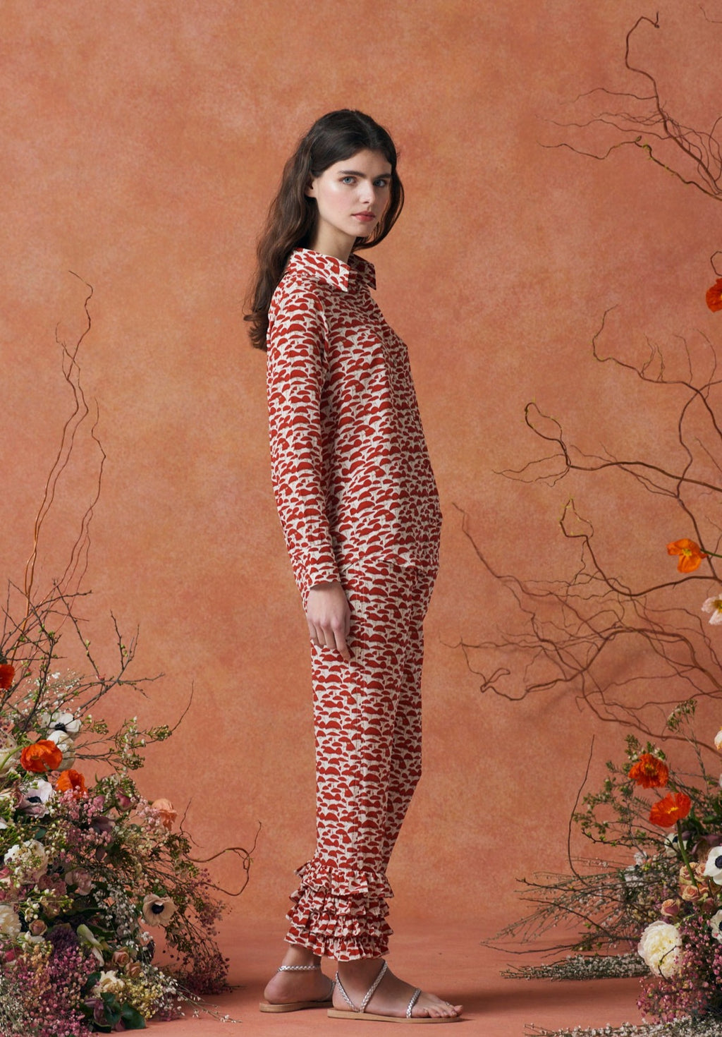 Talitha Pants Silk Red Mushroom