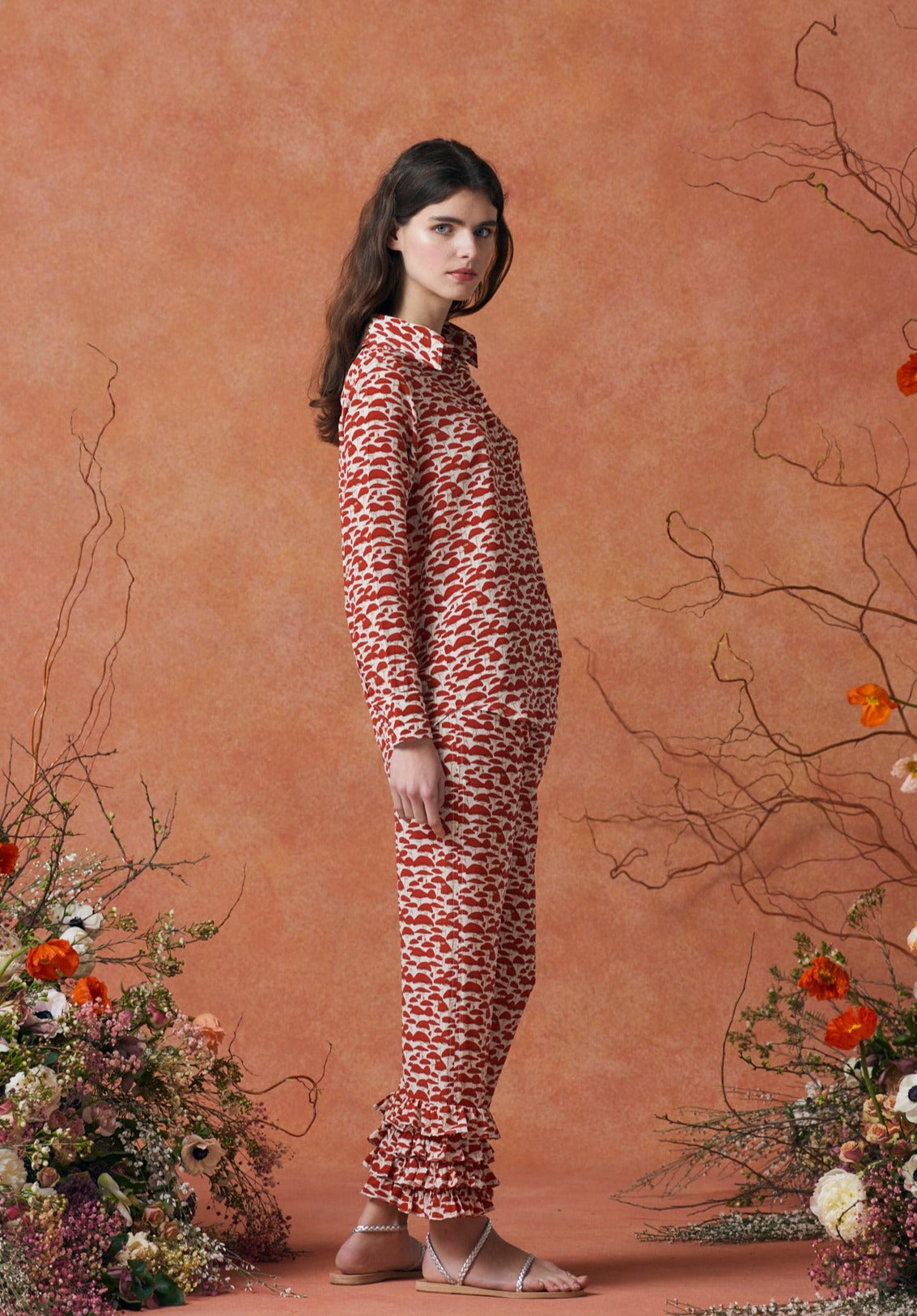 Talitha Pants Silk Red Mushroom