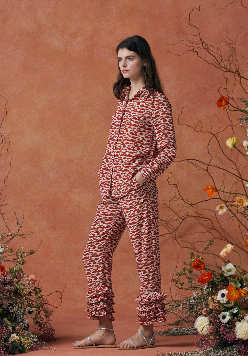 Talitha Pants Silk Red Mushroom