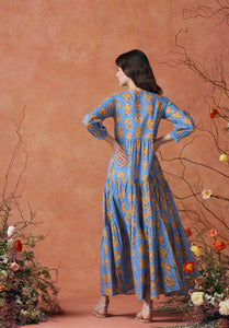 Frangipani Dress Lotus Feet Blue