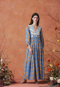 Frangipani Dress Lotus Feet Blue