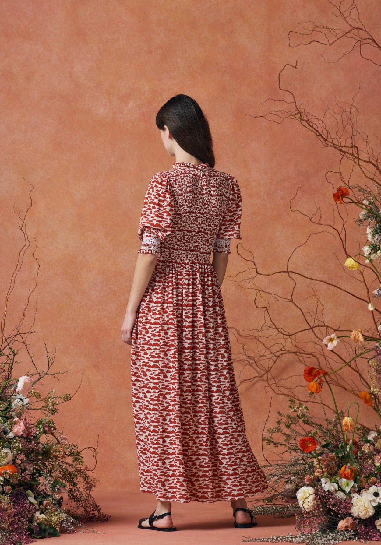 Julia Dress Silk Red Mushroom