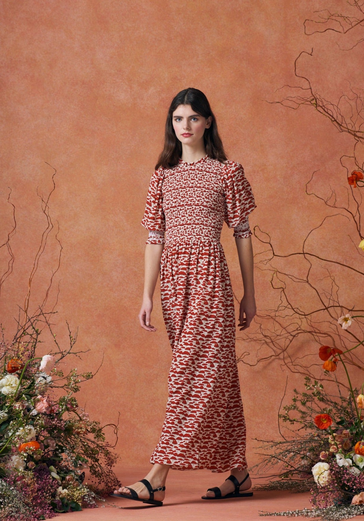 Julia Dress Silk Red Mushroom