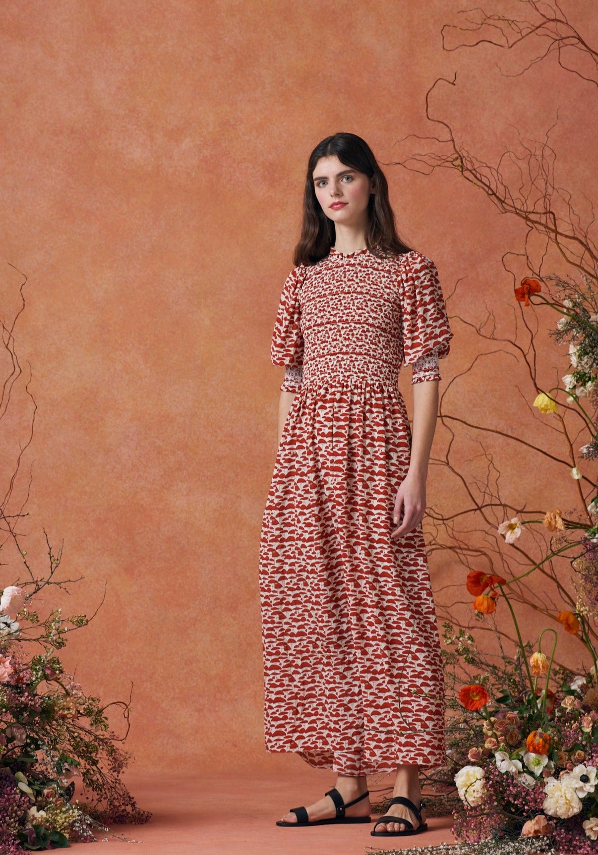 Julia Dress Silk Red Mushroom