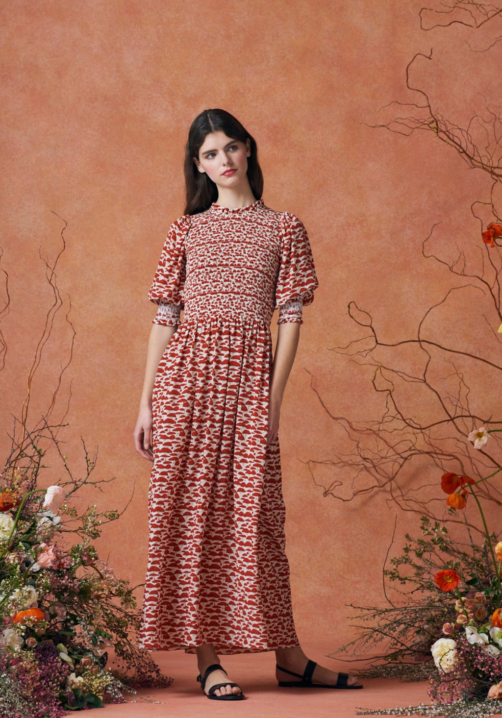 Julia Dress Silk Red Mushroom