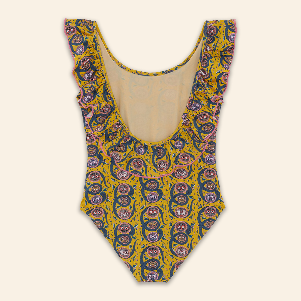 Kids Peony Swimsuit Serpent Yellow