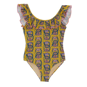 Kids Peony Swimsuit Serpent Yellow