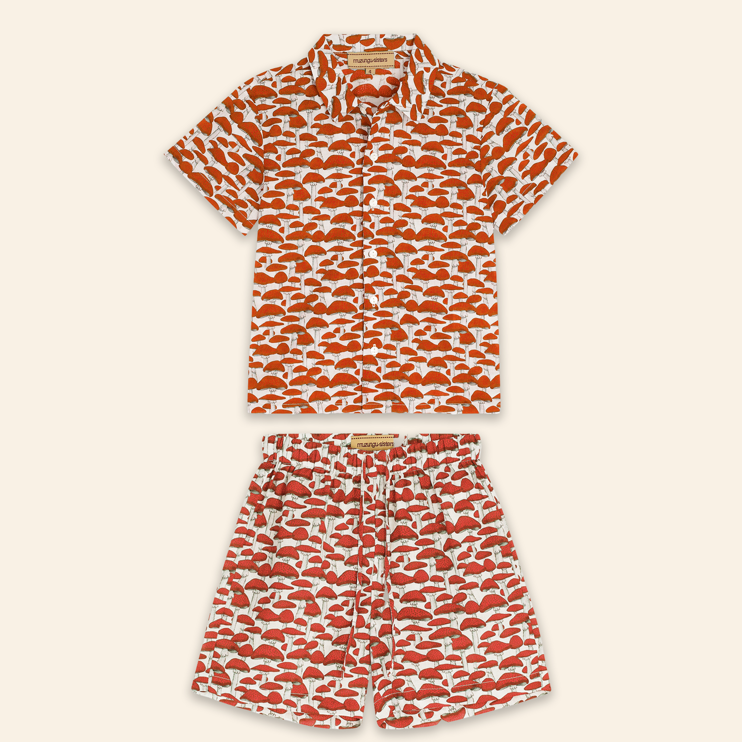 Kids Aryo Shirt and Otto Shorts Red Mushroom